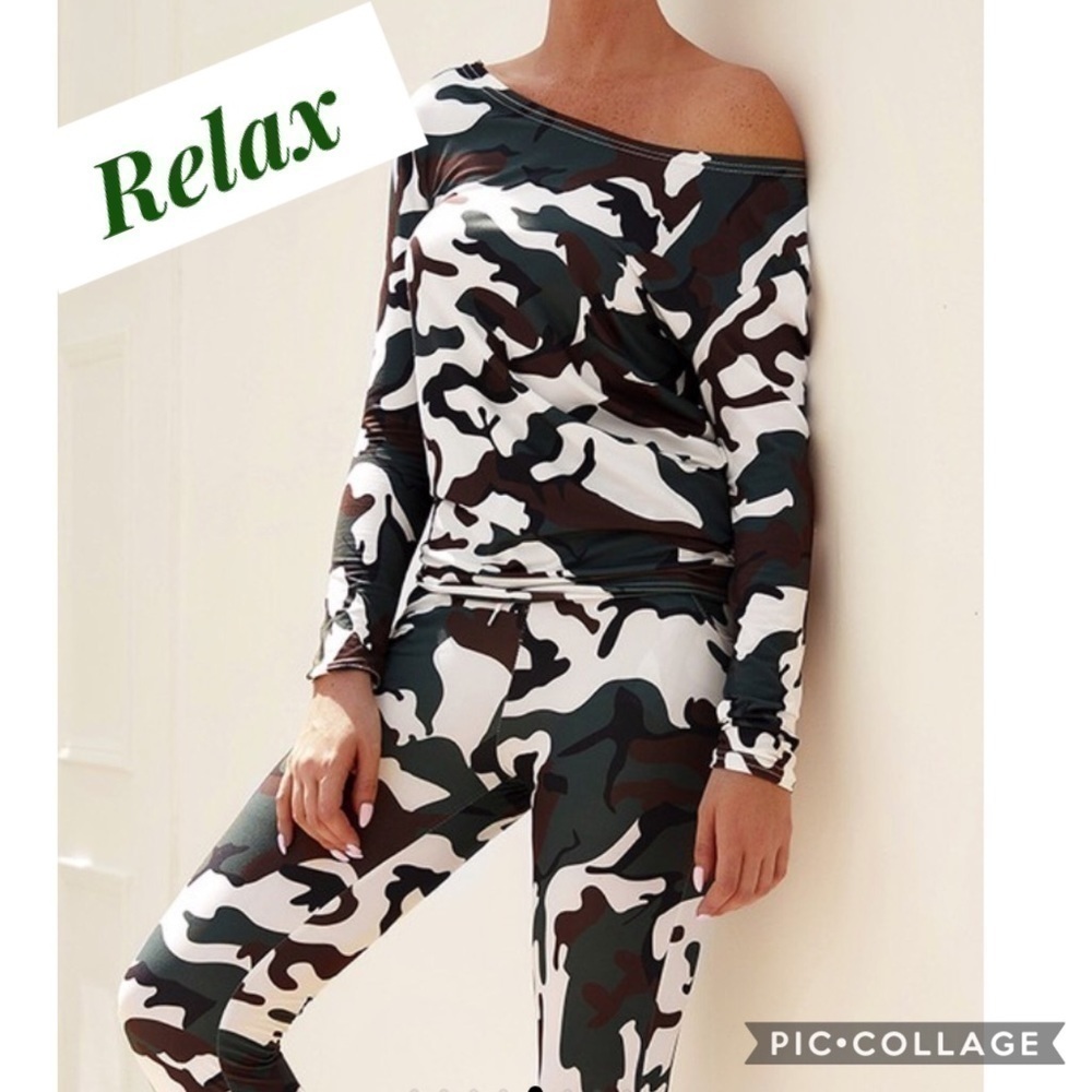 Camouflage Two Piece Set - Top & Pants